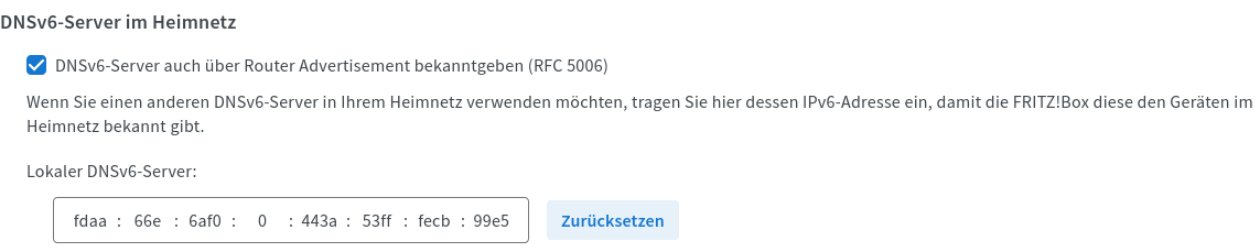 Screenshot of IPv6 DNS settings